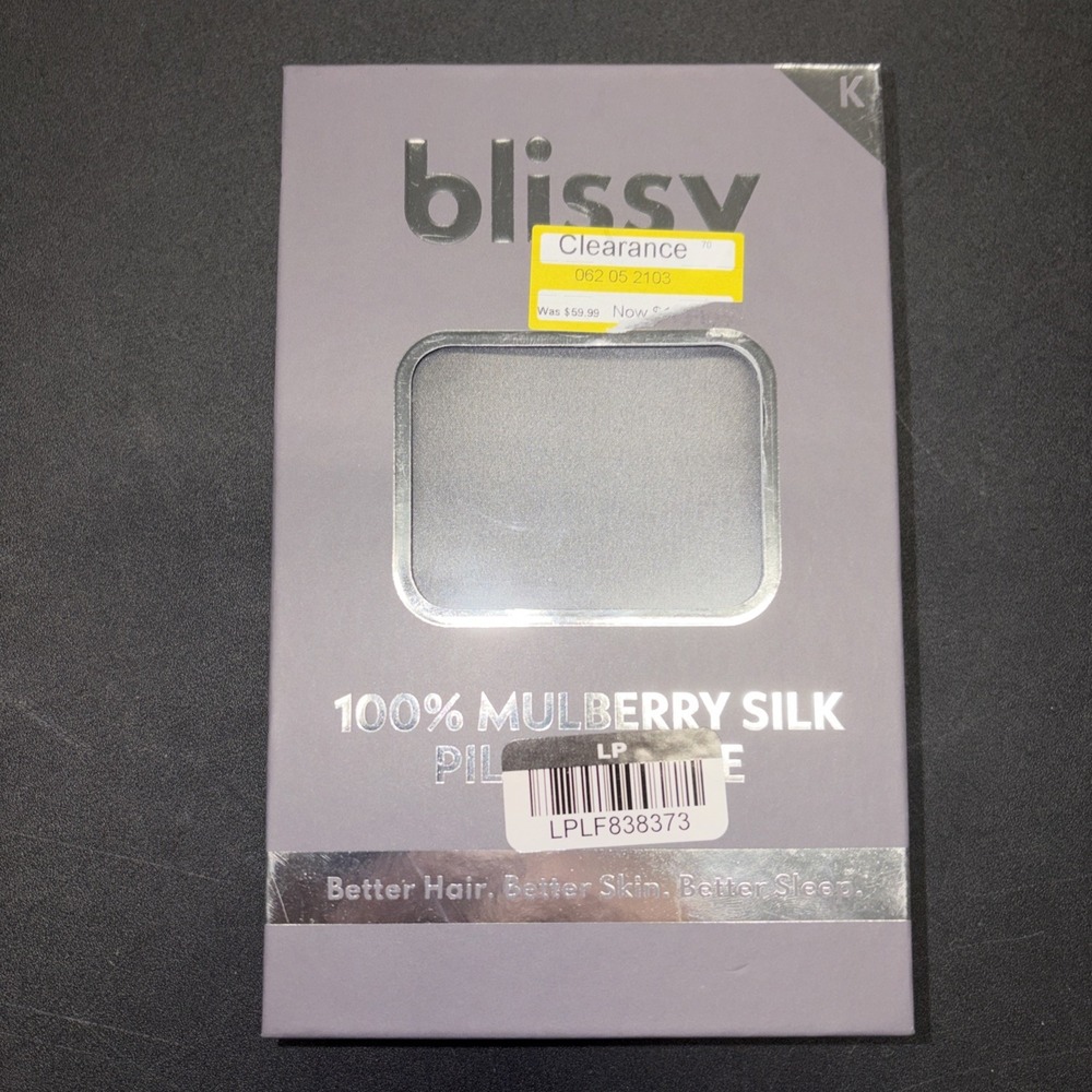 Dark Gray Blissy 600 Thread Count 100% Mulberry Silk Pillowcase Size King 20700